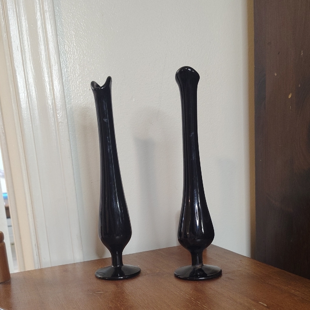 Elegant Black Glass Vases